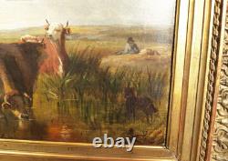 Old Painting Oil Painting French School of Barbizon Cow DLG Rosa Bonheur