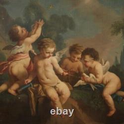 Old Painting Oil Painting Game Cherubs 800 19th Century