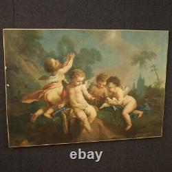 Old Painting Oil Painting Game Cherubs 800 19th Century