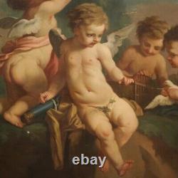 Old Painting Oil Painting Game Cherubs 800 19th Century