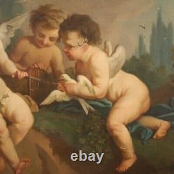 Old Painting Oil Painting Game Cherubs 800 19th Century