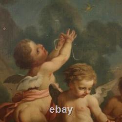 Old Painting Oil Painting Game Cherubs 800 19th Century