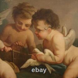 Old Painting Oil Painting Game Cherubs 800 19th Century