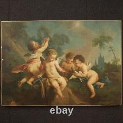 Old Painting Oil Painting Game Cherubs 800 19th Century