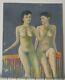 Old Painting Oil Painting Nude Women Signed Leo On Panel