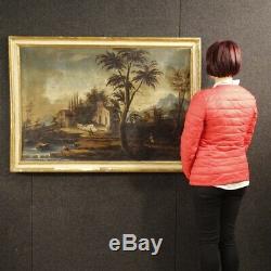 Old Painting Oil Painting On Canvas Frame Landscape Characters Italian 700