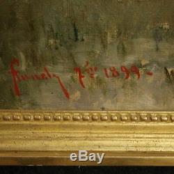 Old Painting Oil Painting On Canvas Landscape Painting Signed Dated Work 800