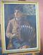 Old Painting Oil Painting On Canvas Young Boy Playing Accordion