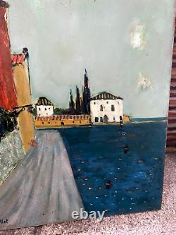 Old Painting Oil / Panel Venice signed J. Langlois-Bellot