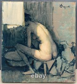 Old Painting Oil Portrait Nude Female Woman Back Alain DEQUET (1920-1980)