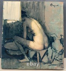 Old Painting Oil Portrait Nude Female Woman Back Alain DEQUET (1920-1980)