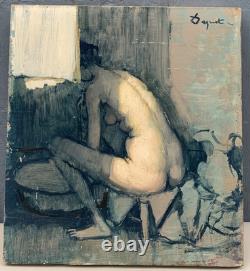 Old Painting Oil Portrait Nude Female Woman Back Alain DEQUET (1920-1980)