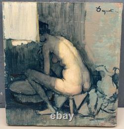 Old Painting Oil Portrait Nude Female Woman Back Alain DEQUET (1920-1980)