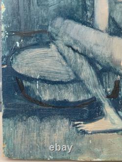 Old Painting Oil Portrait Nude Female Woman Back Alain DEQUET (1920-1980)