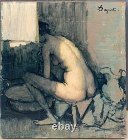Old Painting Oil Portrait Nude Female Woman Back Alain DEQUET (1920-1980)