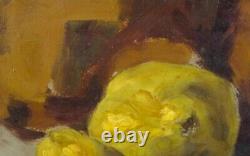 Old Painting Oil Still Life Fruits 20th Impressionist