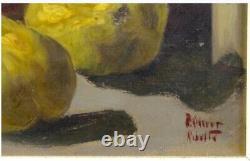 Old Painting Oil Still Life Fruits 20th Impressionist