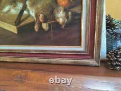 Old Painting Oil Still Life Hare Fruit Baroque 19th Century