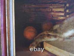 Old Painting Oil Still Life Hare Fruit Baroque 19th Century