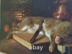 Old Painting Oil Still Life Hare Fruit Baroque 19th Century