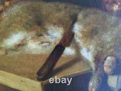 Old Painting Oil Still Life Hare Fruit Baroque 19th Century