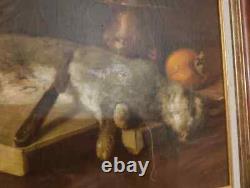 Old Painting Oil Still Life Hare Fruit Baroque 19th Century