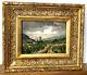 Old Painting Oil/wood Signed Rapp Countryside View Bell Tower