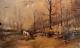 Old Painting Oil On Canvas 19th Century Forest Landscape With Horse