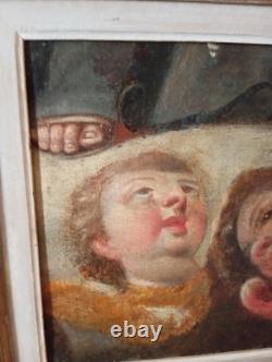 Old Painting Oil on Canvas, 2 Heads of Angels