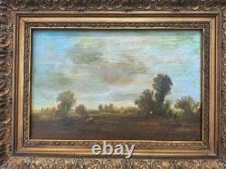 Old Painting Oil on Canvas Barbizon Landscape Framed Signed Artwork