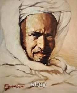 Old Painting Oil on Canvas Boats at Anchor M. Moravski Serre (Nice)