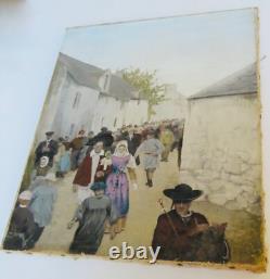 Old Painting Oil on Canvas, Breton Wedding in the 19th Century