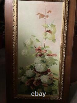 Old Painting Oil on Canvas C. Houx 1898 Bouquet Still Life Snowball