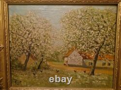 Old Painting Oil on Canvas Chicken Signed Adolphe POOT