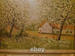 Old Painting Oil on Canvas Chicken Signed Adolphe POOT