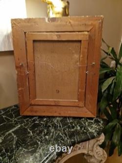 Old Painting Oil on Canvas Child Playing with Dominoes