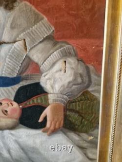 Old Painting, Oil on Canvas, Child and Her Doll, 19th Century