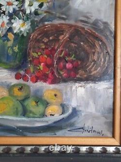 Old Painting Oil on Canvas, Classic Still Life Art Signed