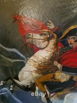 Old Painting, Oil on Canvas Depicting Napoleon Bonaparte on Horseback