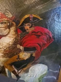 Old Painting, Oil on Canvas Depicting Napoleon Bonaparte on Horseback