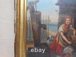 Old Painting Oil on Canvas Dog Barbizon School French XIXth Century