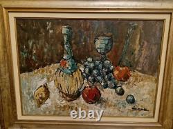 Old Painting Oil on Canvas Framed and Signed Still Life
