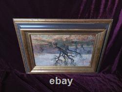 Old Painting, Oil on Canvas, French Barbizon School, Gilded Wood Frame, 19th Century