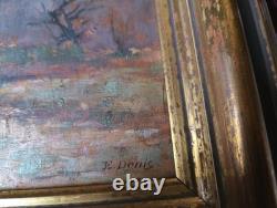 Old Painting, Oil on Canvas, French Barbizon School, Gilded Wood Frame, 19th Century