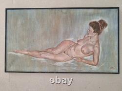Old Painting Oil on Canvas Genre Scene Woman Framed Signed