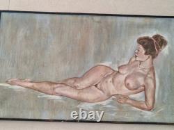 Old Painting Oil on Canvas Genre Scene Woman Framed Signed
