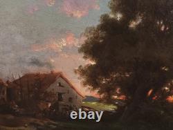 Old Painting Oil on Canvas HST Barbizon School Romantic Countryside 19th Century