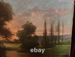 Old Painting Oil on Canvas HST Barbizon School Romantic Countryside 19th Century