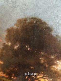 Old Painting Oil on Canvas HST Barbizon School Romantic Countryside 19th Century