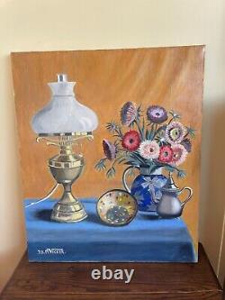 Old Painting Oil on Canvas J. B Maurice VECKER 1896-1998 Queen Marguerite 84
